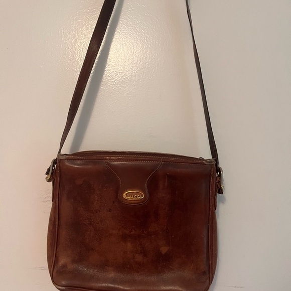 Gucci Handbags - Gucci Brown Leather Crossbody Bag with Vintage Charm
